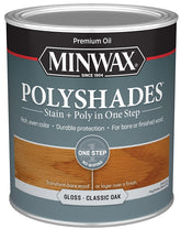Minwax PolyShades 61470444 Wood Stain and Polyurethane, Gloss, Classic Oak, Liquid, 1 qt, Can